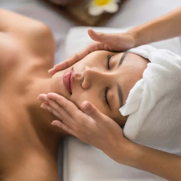 Relaxing facial massage and treatment